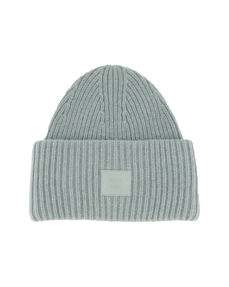 Acne Studios Damen Strickmütze PANSY FACE YAK BEANIE Bleu