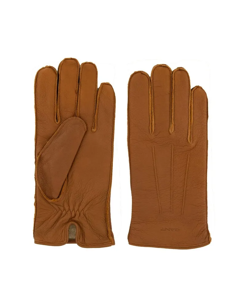 Gant Herren Lederhandschuhe mit Kaschmir-Woll-Futter Cognac