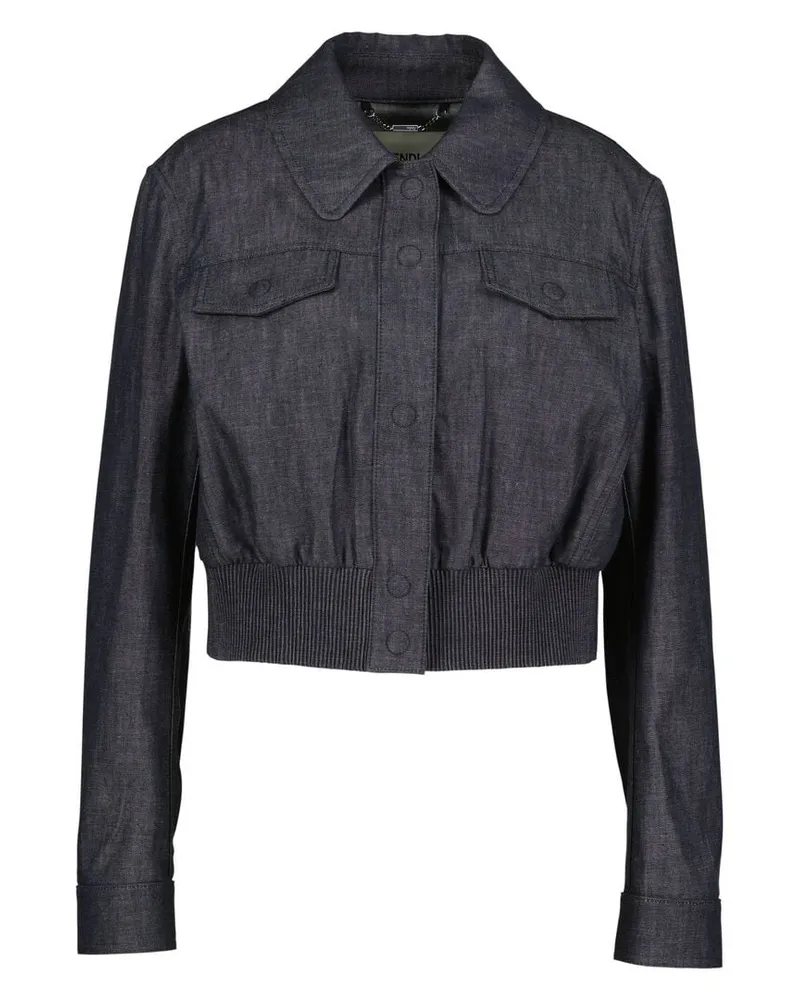 Fendi Damen Denimjacke aus Chambray Blau