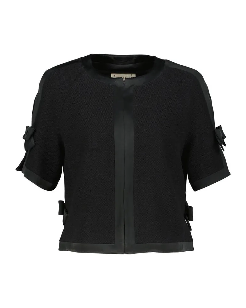 Maison Common Damen Bluse mit Schleifendetail Schwarz