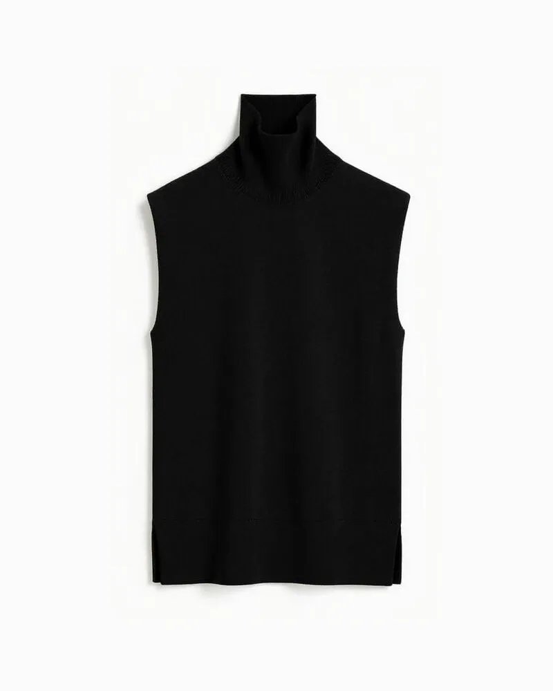 Totême Damen Pullunder SLEEVELESS FINE TURTLENECK aus Kaschmir Schwarz