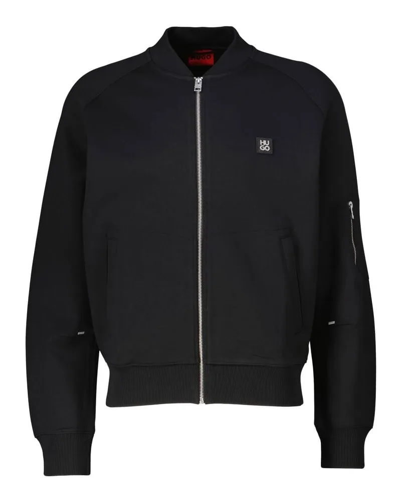 HUGO BOSS Herren Sweatjacke DARGENZIP Oversized Fit Schwarz