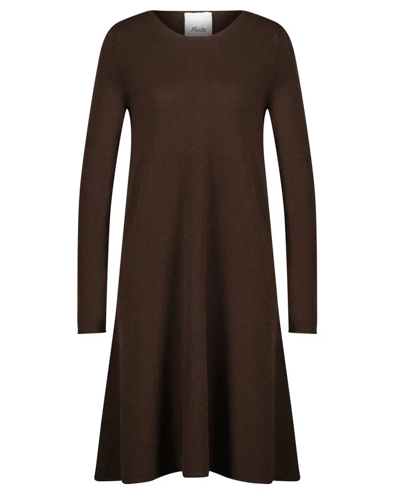 ALLUDE Damen Strickkleid aus Schurwolle und Kaschmir Braun