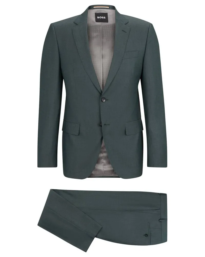 HUGO BOSS Herren Anzug aus Schurwolle H-HUGE-2PCS-224 Slim Fit Grün