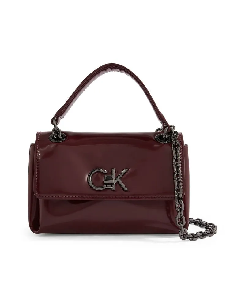 Calvin Klein Damen Umhängetasche RE-LOCK SMALL SHINY Bordeaux