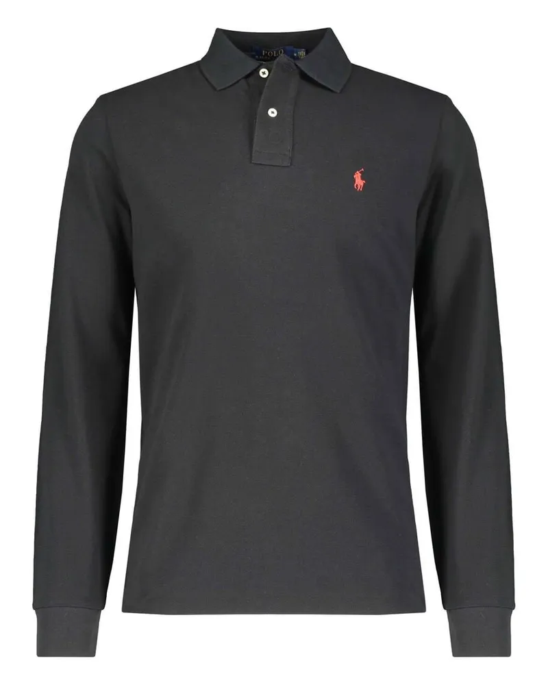 Ralph Lauren Herren Poloshirt Custom Slim Fit Langarm Black