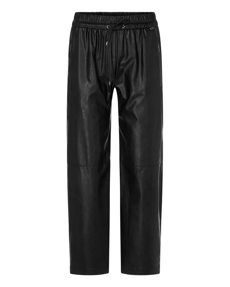 Marc Cain Damen Hose aus Kunstleder RANCHI Relaxed Fit Schwarz