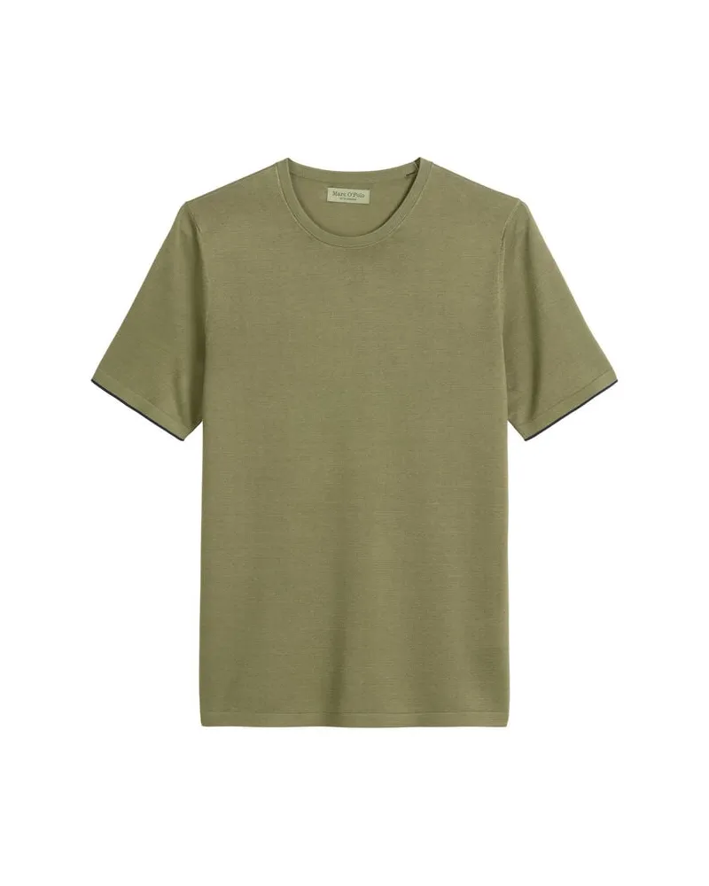 Marc O'Polo Herren Feinstrick-T-Shirt aus Bio-Baumwolle Regular Fit Oliv