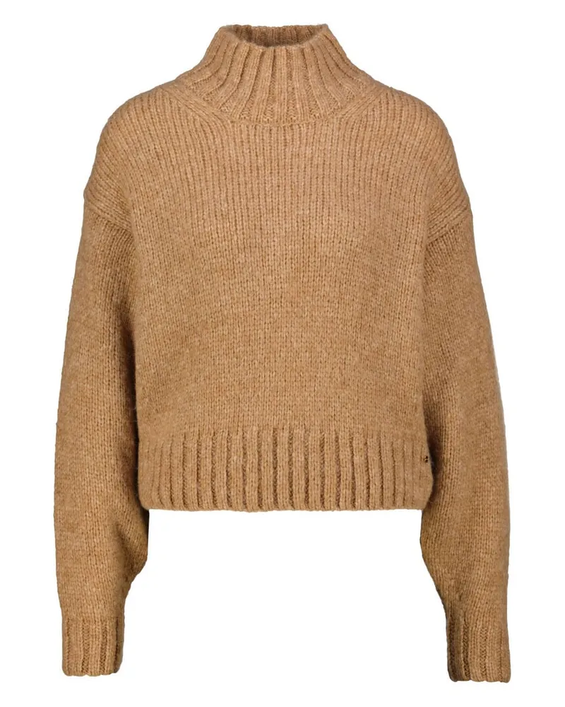 Marc Cain Damen Strickpullover mit Wolle und Alpaka Sand