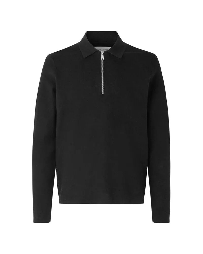 Samsøe & Samsøe Herren Strickpullover GUNA HALF ZIP Schwarz