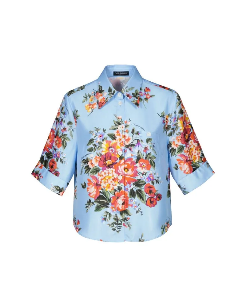 Dolce & Gabbana Damen Seidenbluse Bleu