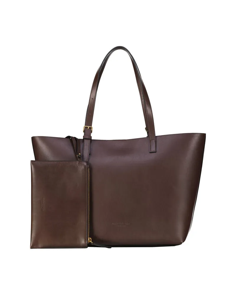 Marc O'Polo Damen Shopper aus Leder Grau