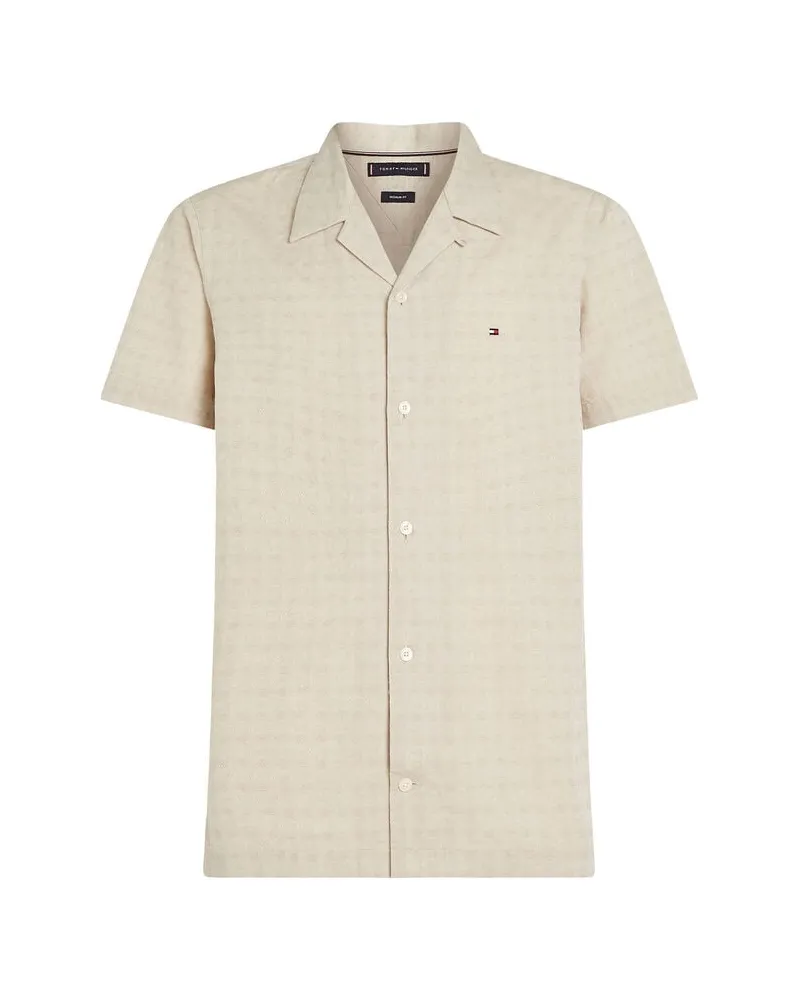 Tommy Hilfiger Herren Freizeithemd aus Baumwolle und Leinen Offwhite