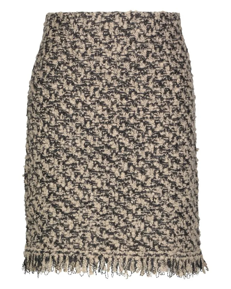 Fabiana Filippi Damen Minirock mit Wolle, Seide und Kaschmir BICOLOR TWEED BOUCLE MINI SKIRT Schwarz