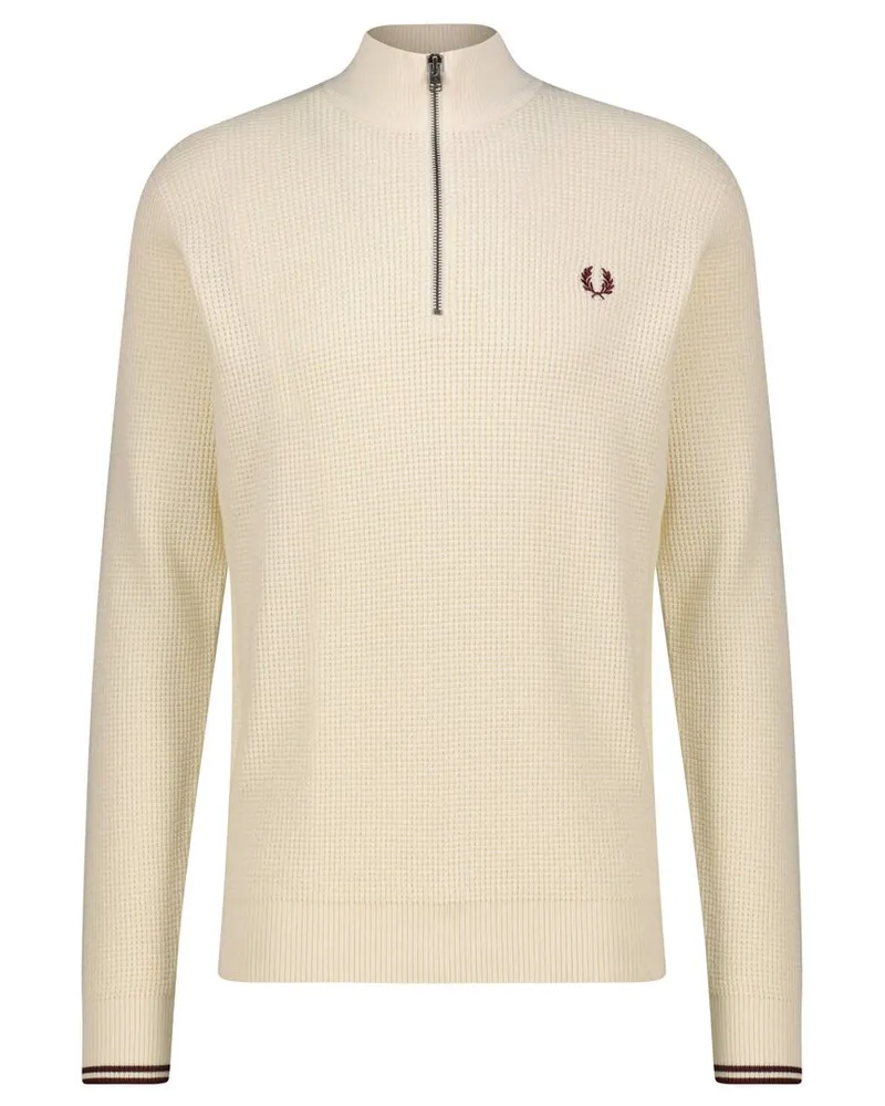 Fred Perry Herren Troyer aus Baumwolle WAFFLE STITCH Offwhite