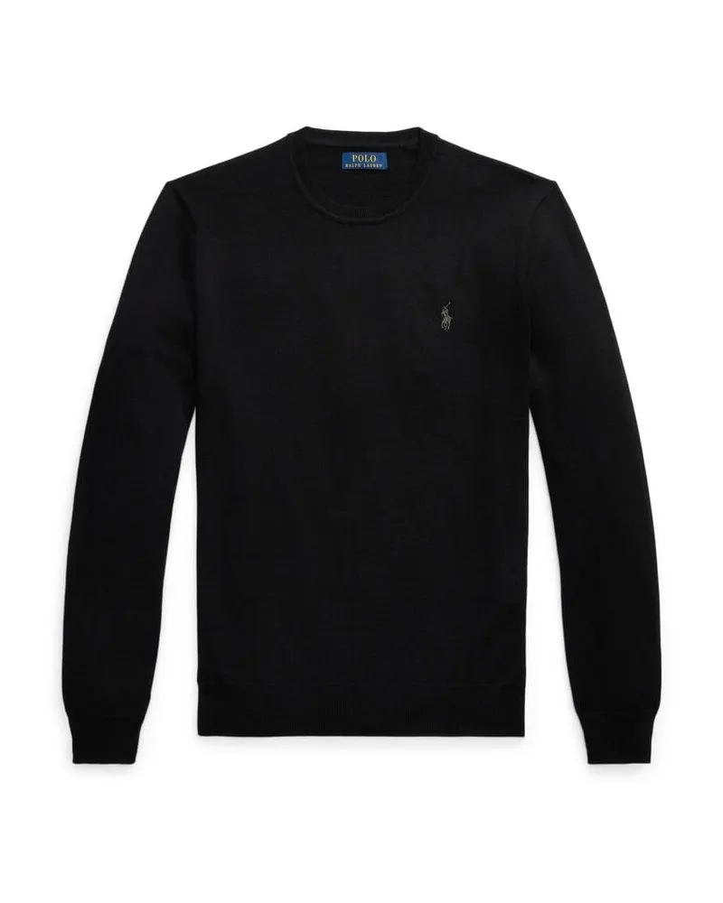 Ralph Lauren Herren Strickpullover aus Wolle Slim Fit Schwarz