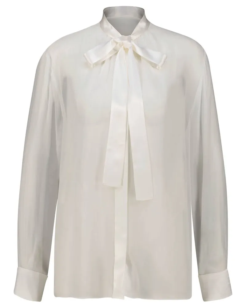 Dolce & Gabbana Damen Bluse aus Seidenchiffon Weiss