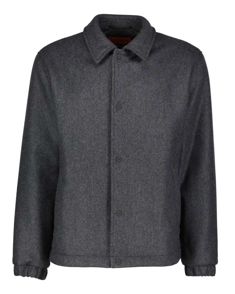 HUGO BOSS Herren Übergnagsjacke mit Wolle Grau