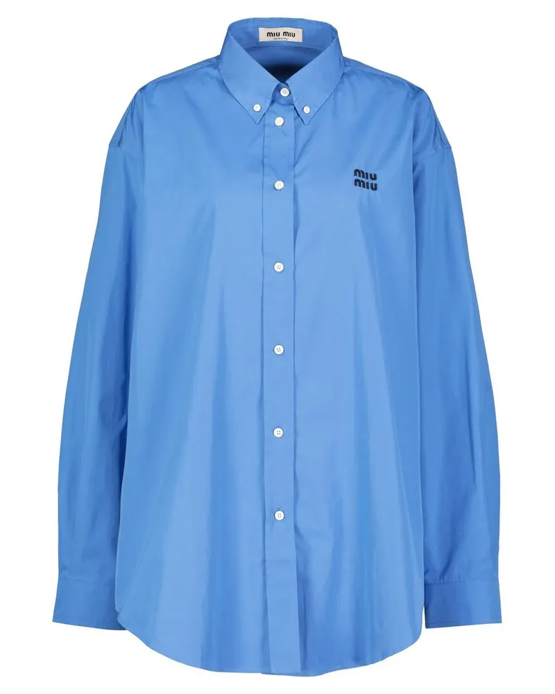 Miu Miu Damen Bluse Oversized Fit Blau