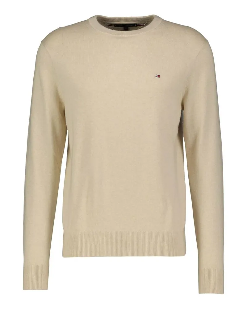 Tommy Hilfiger Herren Strickpullover aus Baumwolle mit Kaschmir Wollweiss