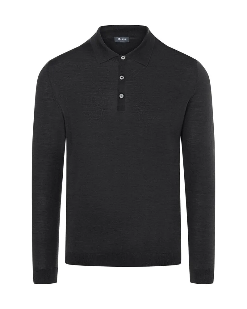 Maerz Herren Strickpullover aus Merinowolle, Seide und Kaschmir Schwarz