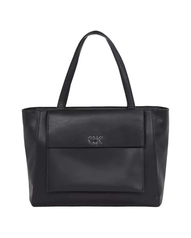 Calvin Klein Damen Shopper mit Vordertasche Schwarz