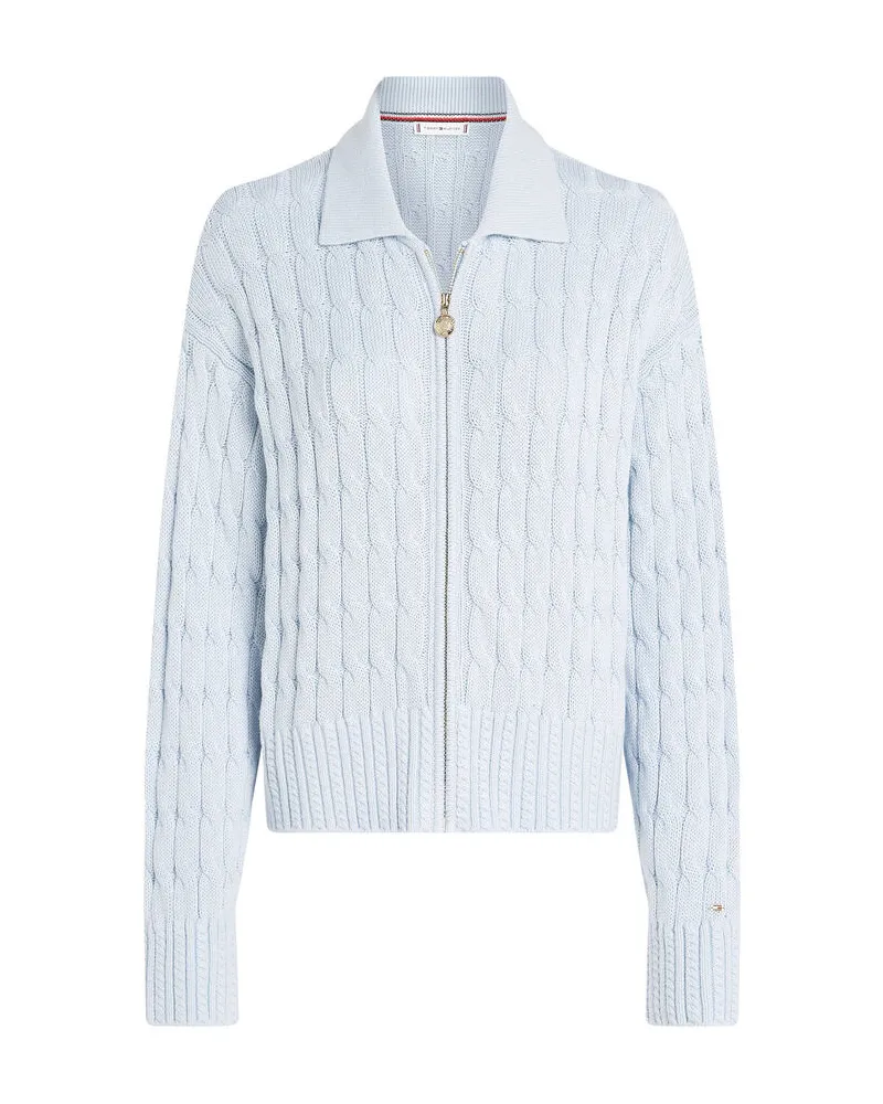 Tommy Hilfiger Damen Strickjacke aus Bio-Baumwolle SOFT COTTON CABLE BOXY LS CARDIGAN Bleu