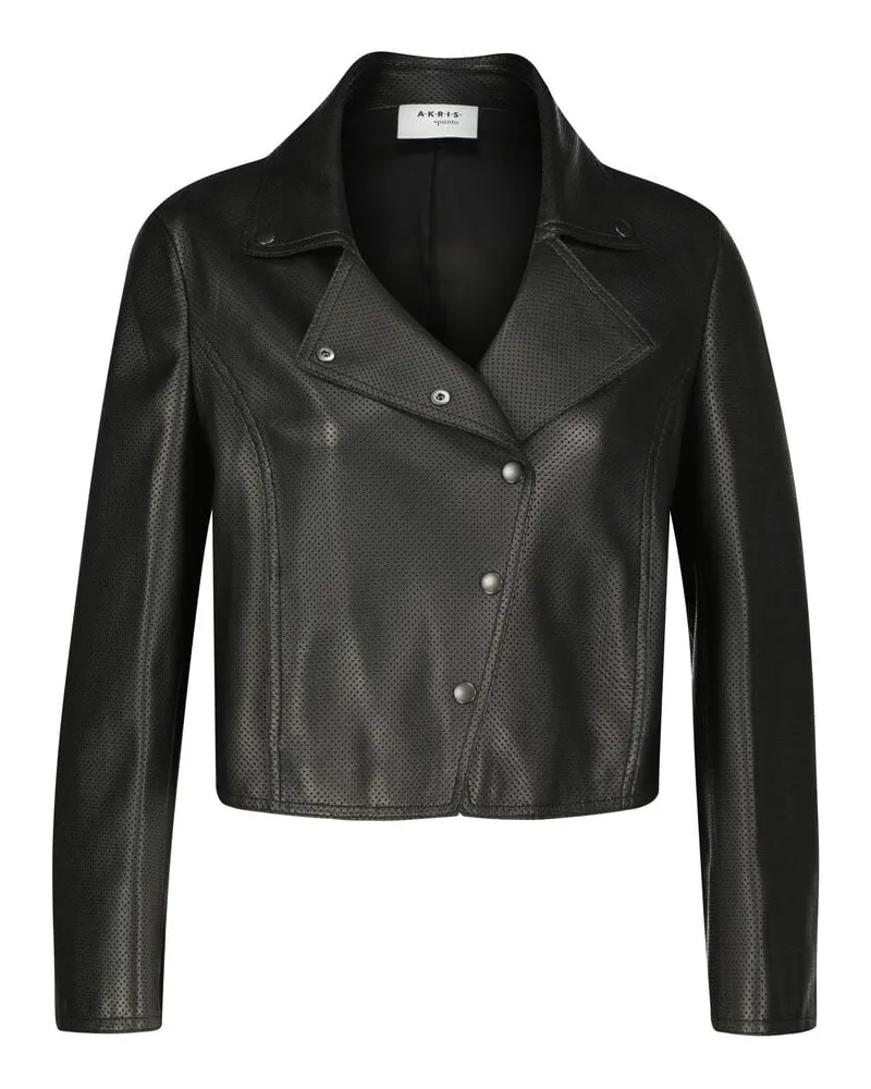 Akris Damen Lederjacke Schwarz