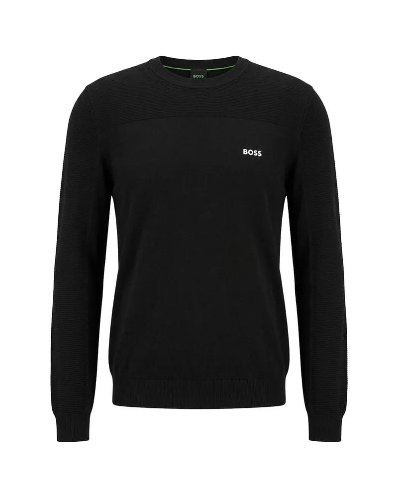 HUGO BOSS Herren Pullover KN_MOMENTUM-X CN 10273795 01 Slim Fit aus Wollmix Schwarz
