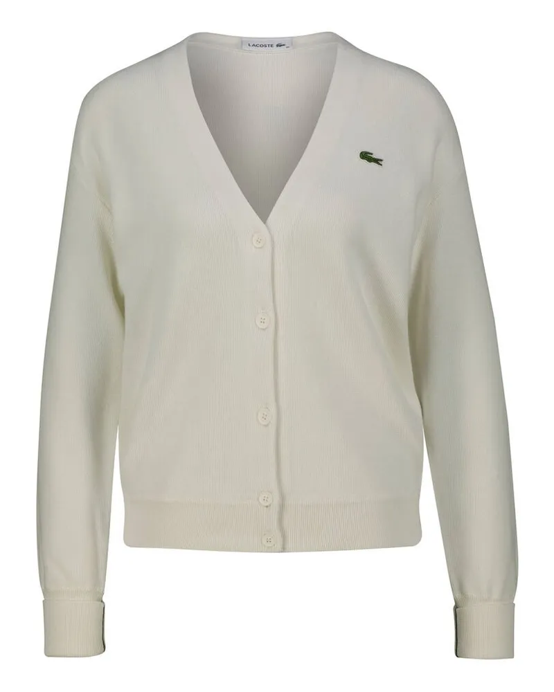 Lacoste Damen Strickjacke aus Baumwolle Offwhite