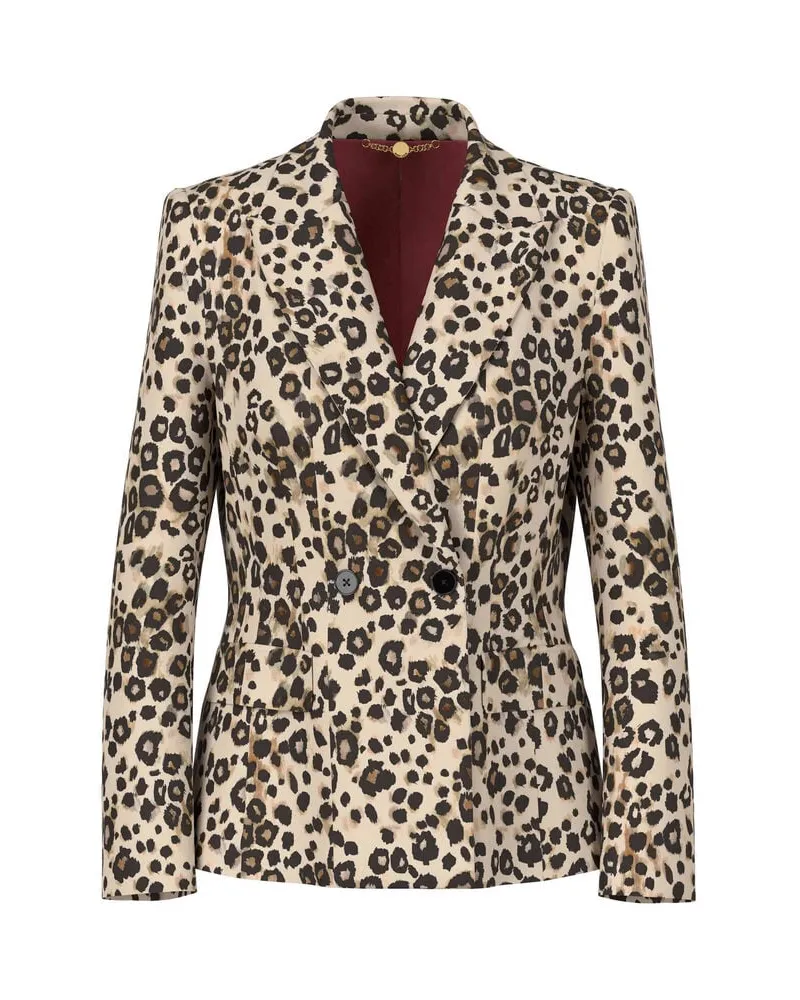 Marc Cain Damen Blazer mit Leo-Print Capuccino