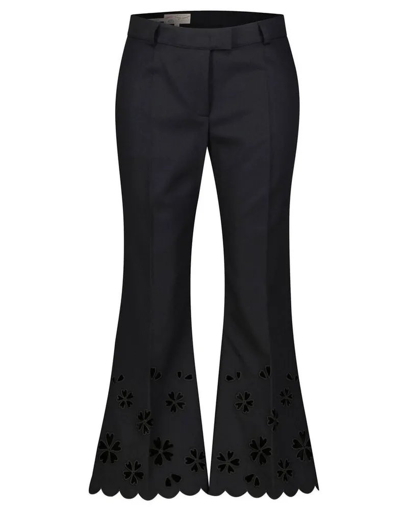 Maison Common Damen Hose mit floralem Cut-out-Design Schwarz