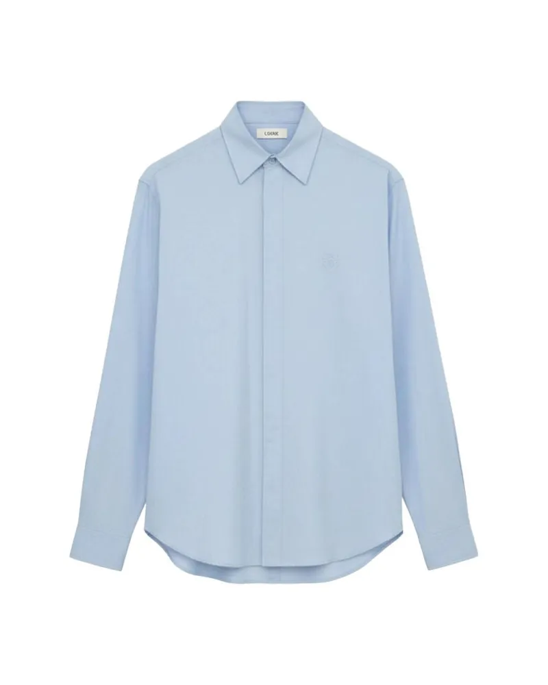 Loewe Herren Hemd Baumwollpopeline Bleu
