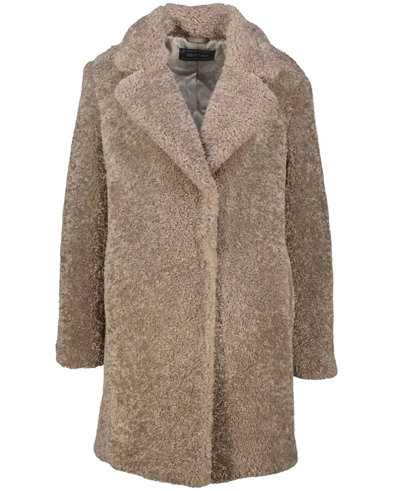 White Label Damen Webpelzmantel Taupe
