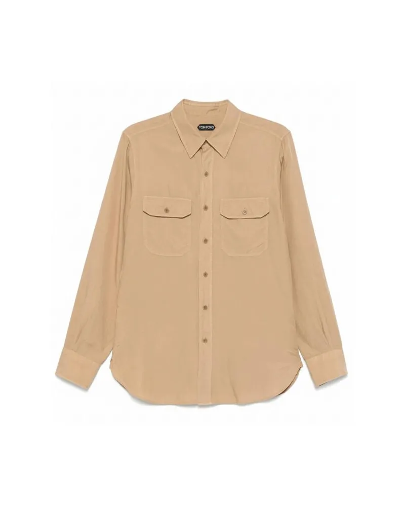 Tom Ford Herren Hemd aus Baumwollmischung Sand