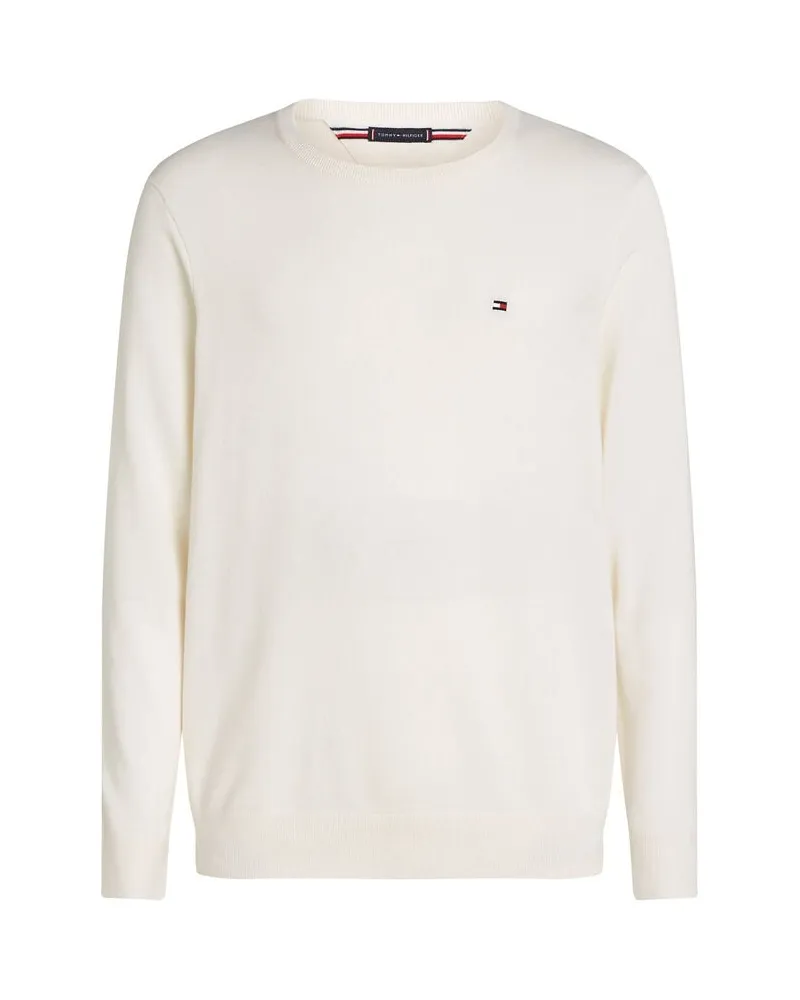 Tommy Hilfiger Herren Strickpullover ESSENTIAL COTTON CREW NECK Wollweiss