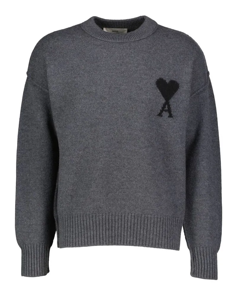 AMI Paris Herren Pullover aus Wolle AMI DE COEUR Anthrazit
