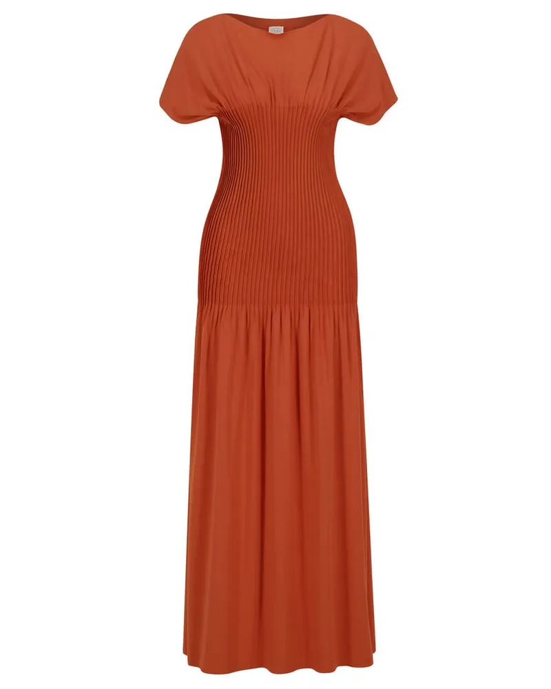 Totême Damen Jerseykleid mit filigranen Biesen Rost