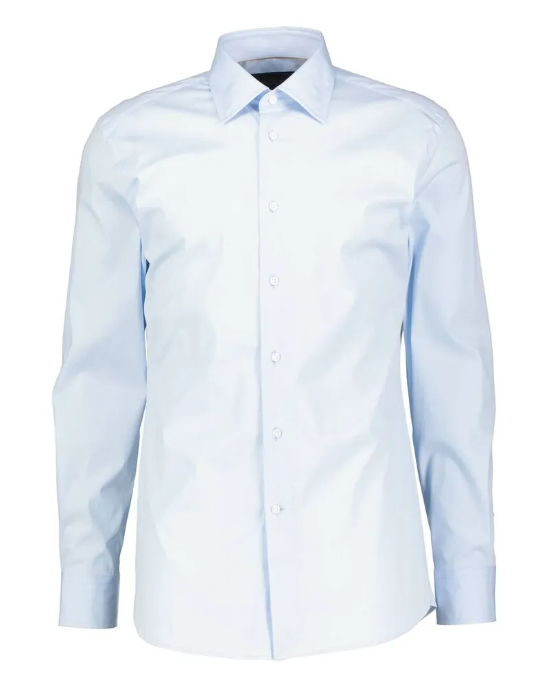 HUGO BOSS Herren Businesshemd Popeline mit Stretch L-HAYS Slim Fit Bleu