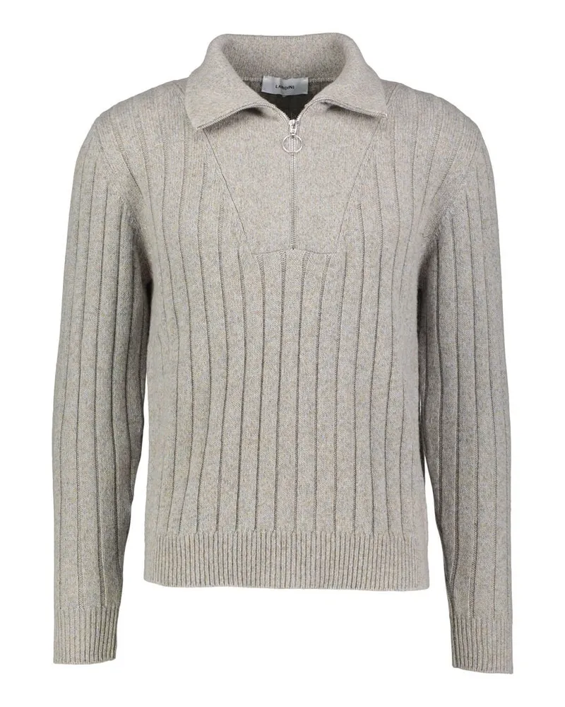 LARDINI Herren Strickpullover aus Wolle-Alpaka-Mix mit Troyerkragen Bleu