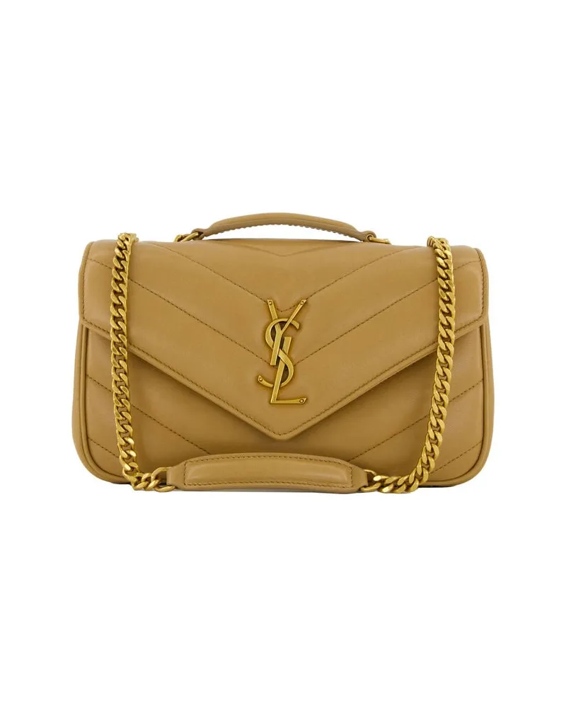 Saint Laurent Damen Umhängetasche aus Lammleder LOULOU SMALL MATELASSE Camel