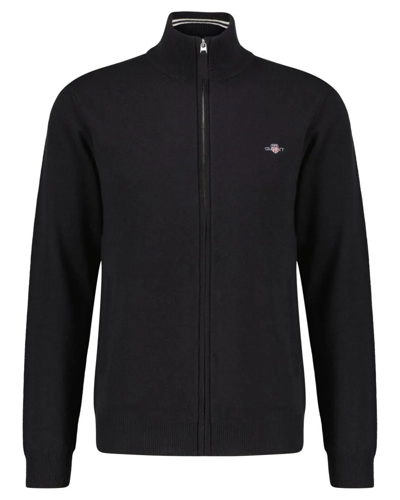 Gant Herren Strickjacke aus Lammwolle Schwarz