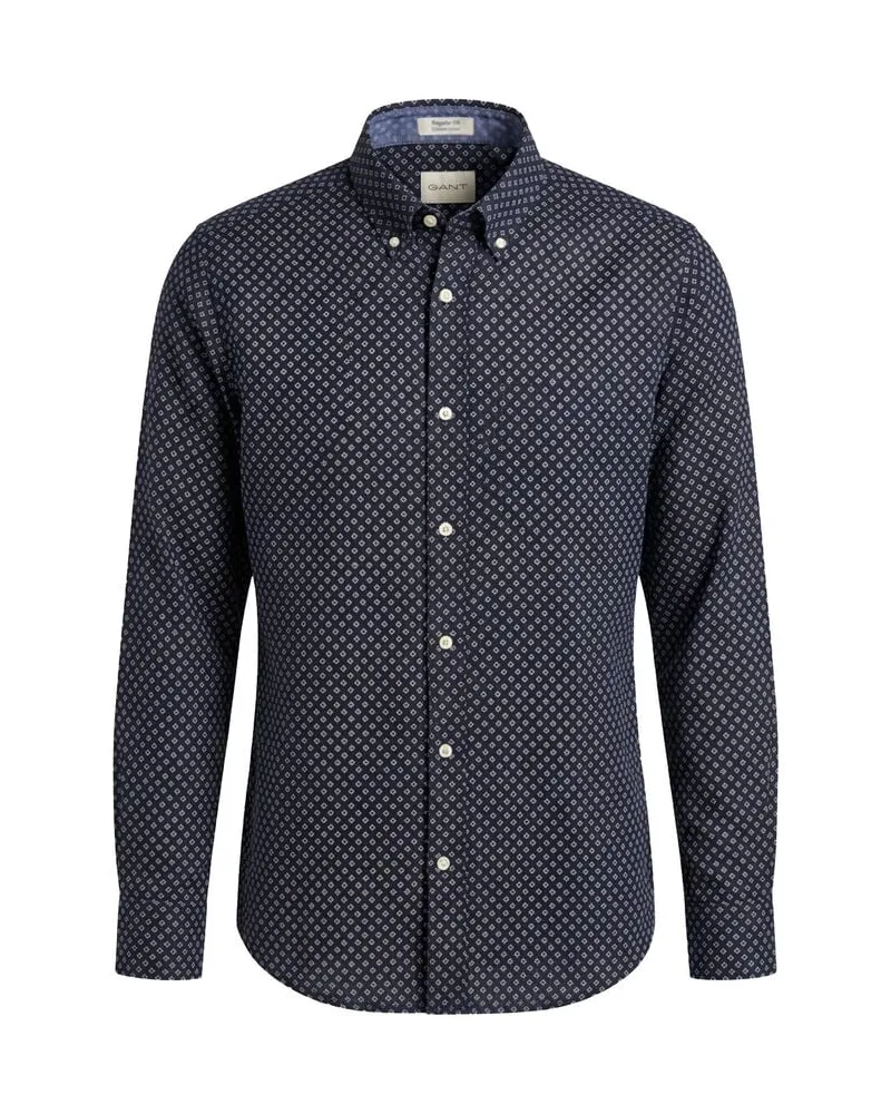 Gant Herren Hemd aus Leinen und Baumwolle Blau