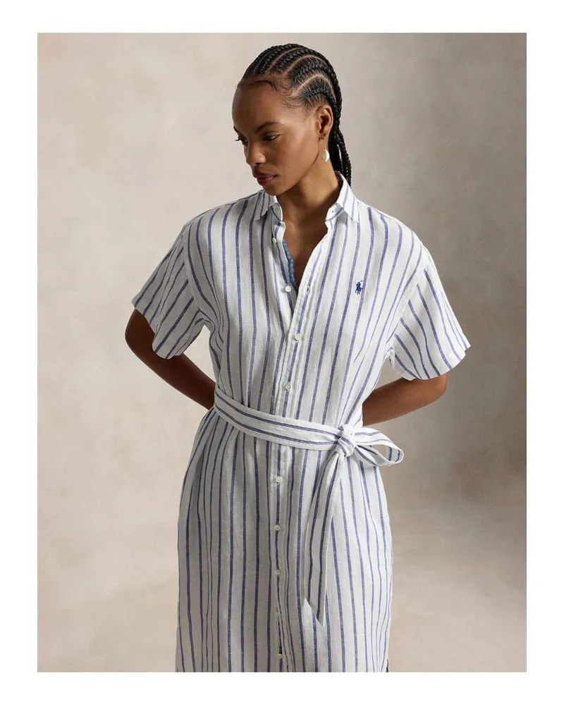 Ralph Lauren Damen Blusenkleid aus Leinen Weiss
