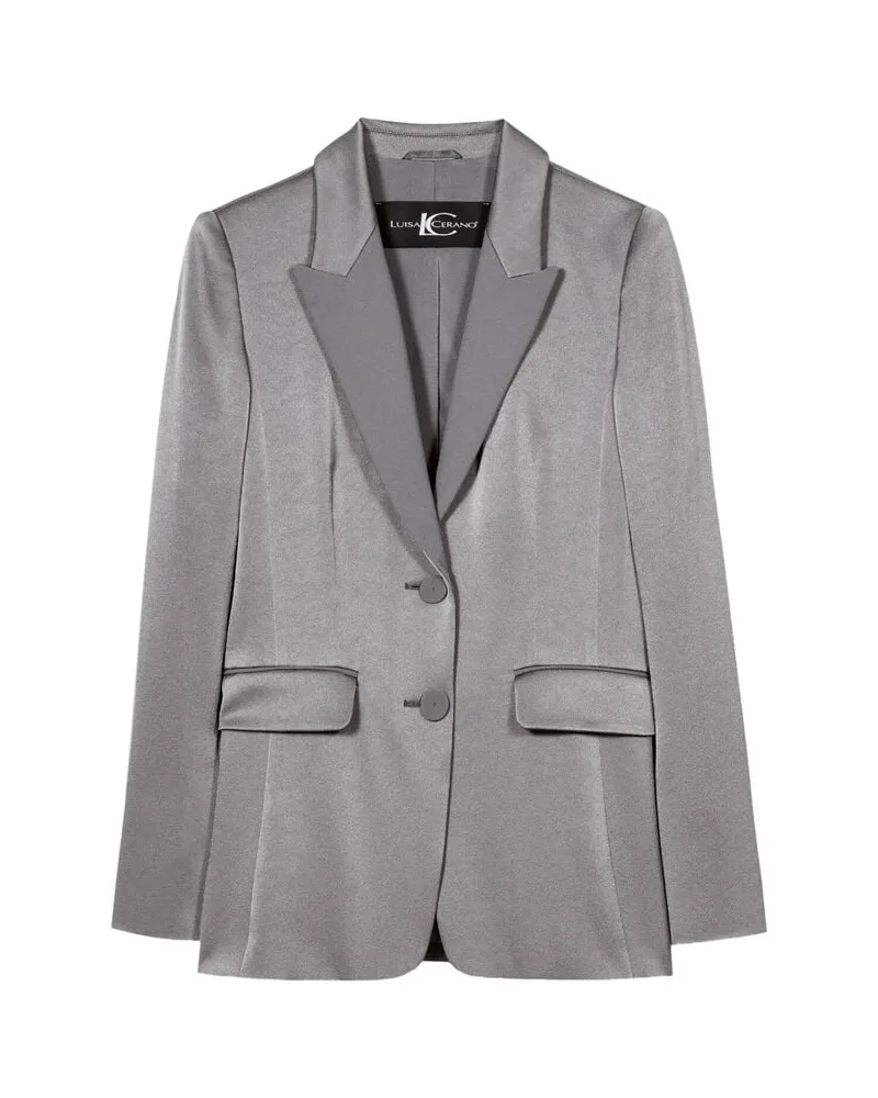 Luisa Cerano Damen Blazer aus Lyocell SATIN-SMOKING-BLAZER Leicht tailliert Silber