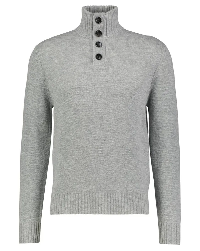 ALLUDE Herren Strickpullover aus Schurwolle und Kaschmir mit Knopfleiste Grau