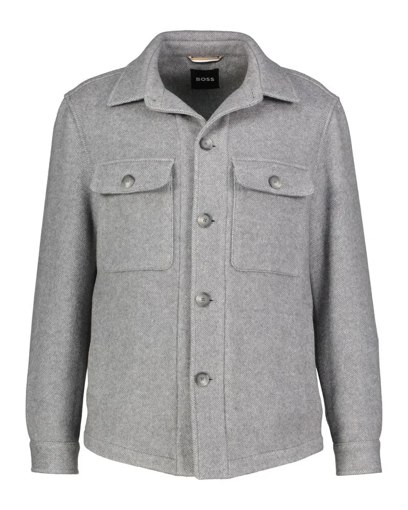 HUGO BOSS Herren Hemdjacke C-CARPER-OS Silber