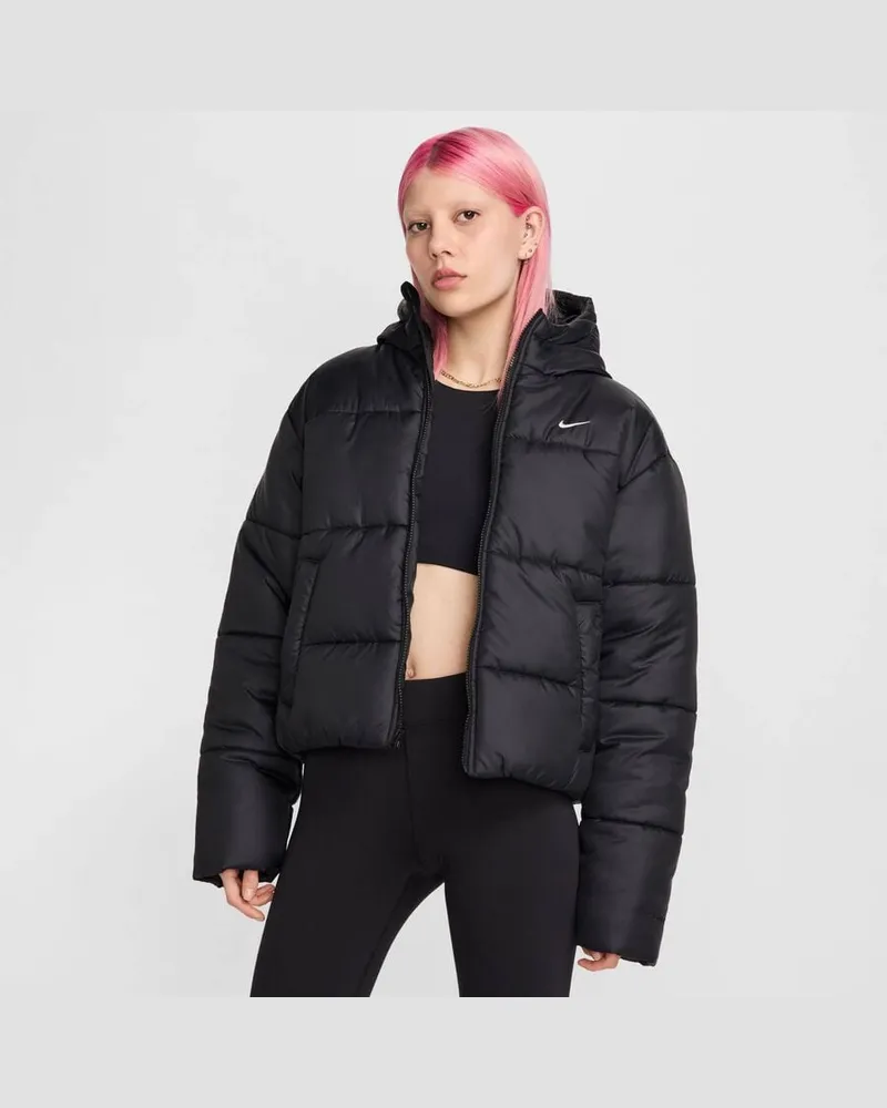Nike Damen Steppjacke mit Kapuze Schwarz