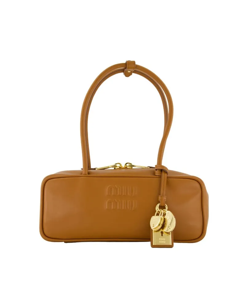Miu Miu Damen Schultertasche aus Kalbsleder BEAU Nougat
