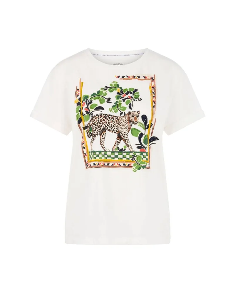 Marc Cain Damen T-Shirt aus Baumwolle Weiss